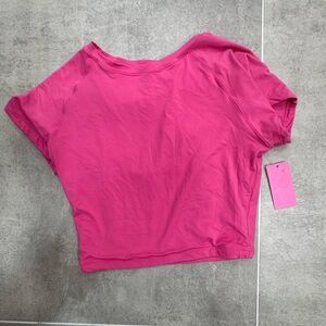 Women's Pink Short Sleeve Crop Top